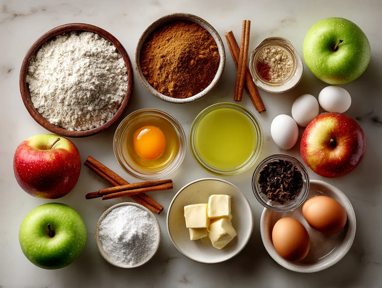 Ingredients for making apple cider donut holes