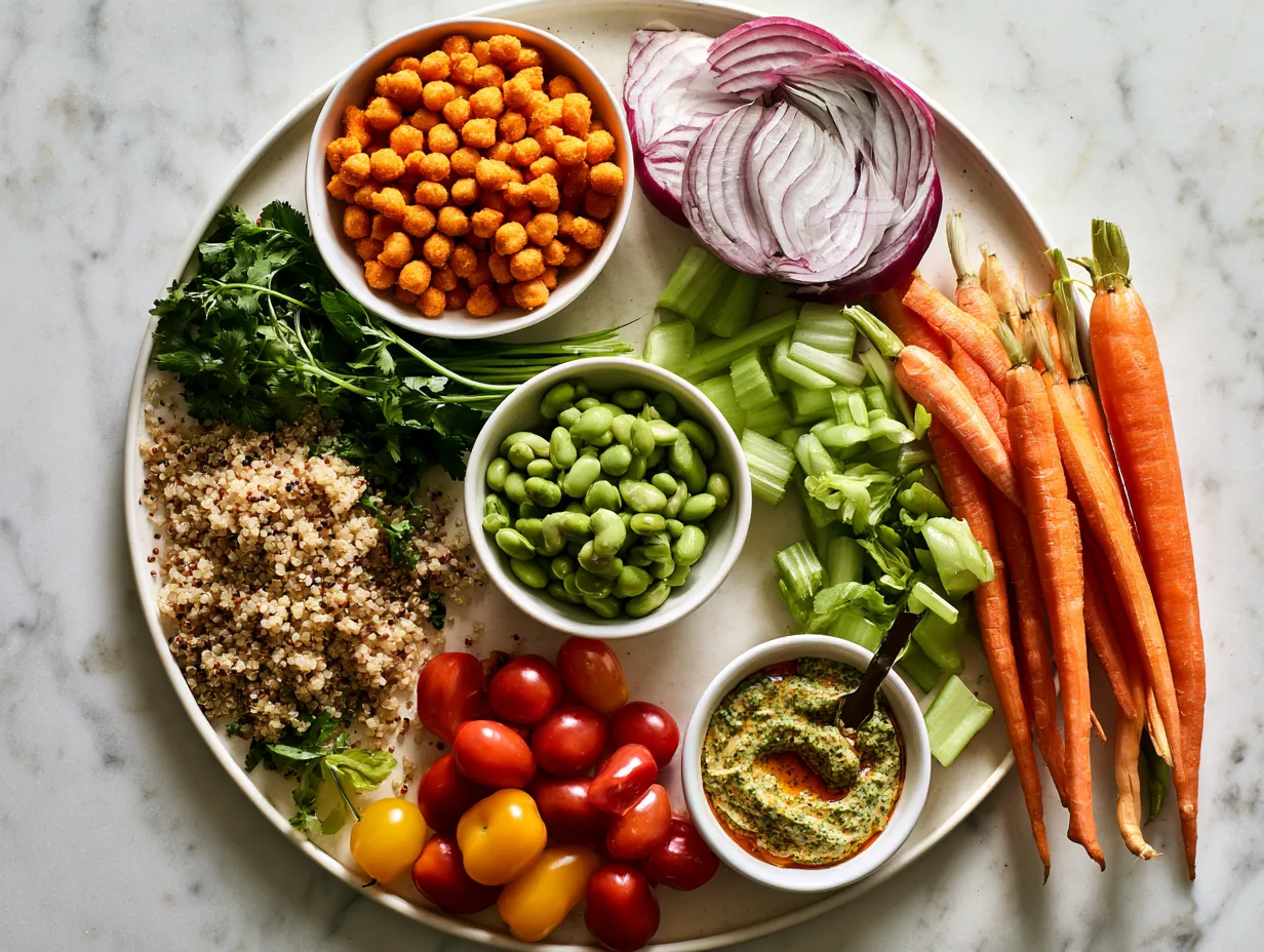 Ingredients for Buffalo Chicken Quinoa Bowl