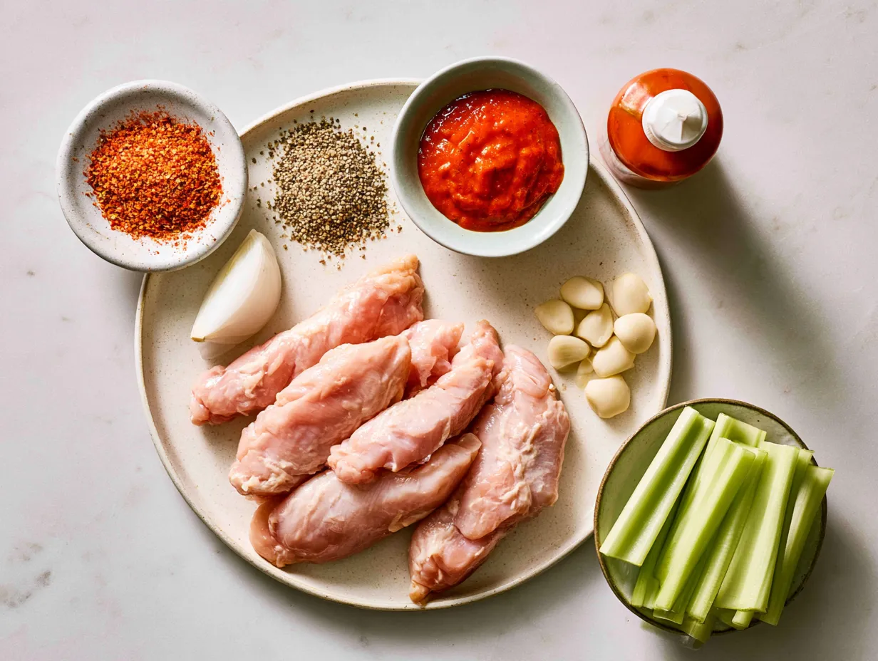 Ingredients for Buffalo Hot Sauce Baked Chicken Breast