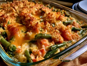 Cheesy Cheddar Green Bean Casserole