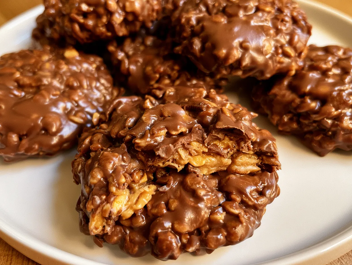 Serving Chocolate Peanut Butter No-Bake Cookies