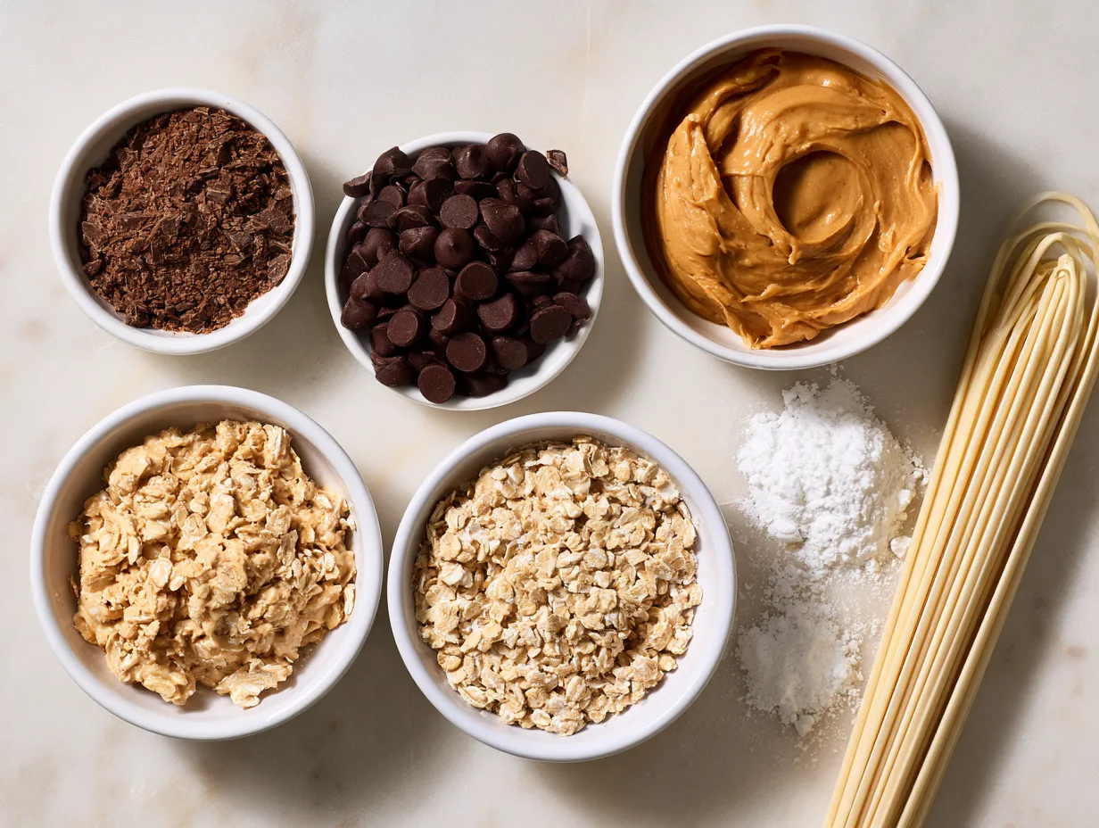 Ingredients for Chocolate Peanut Butter No-Bake Cookies