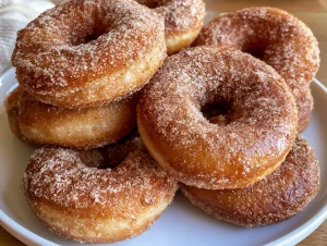 Cinnamon-Sugar Coated Apple Cider Donuts
