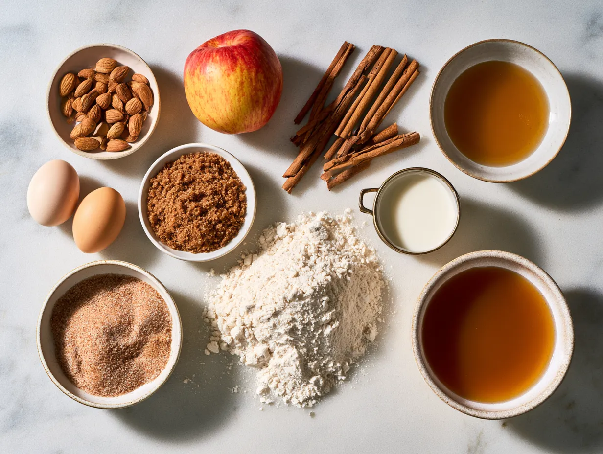 Ingredients for cinnamon-sugar coated apple cider donuts