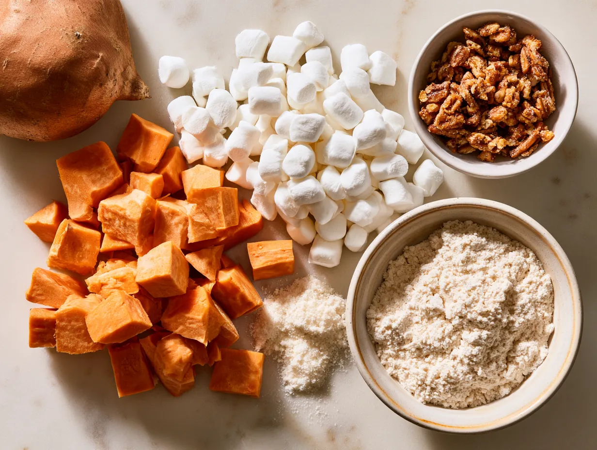 Ingredients for Classic Marshmallow Topped Sweet Potato Casserole
