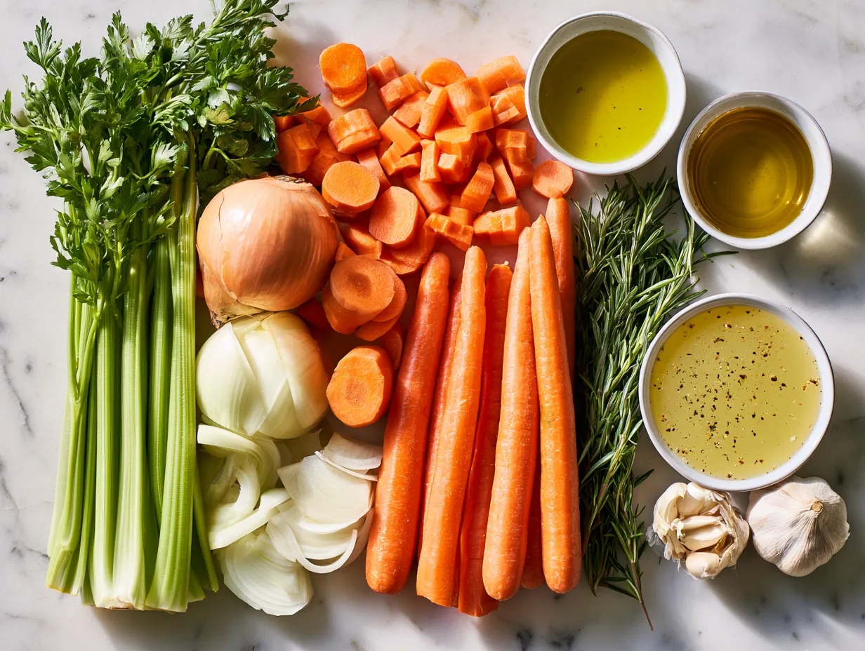 Ingredients for Classic Noodle Leftover Turkey Soup