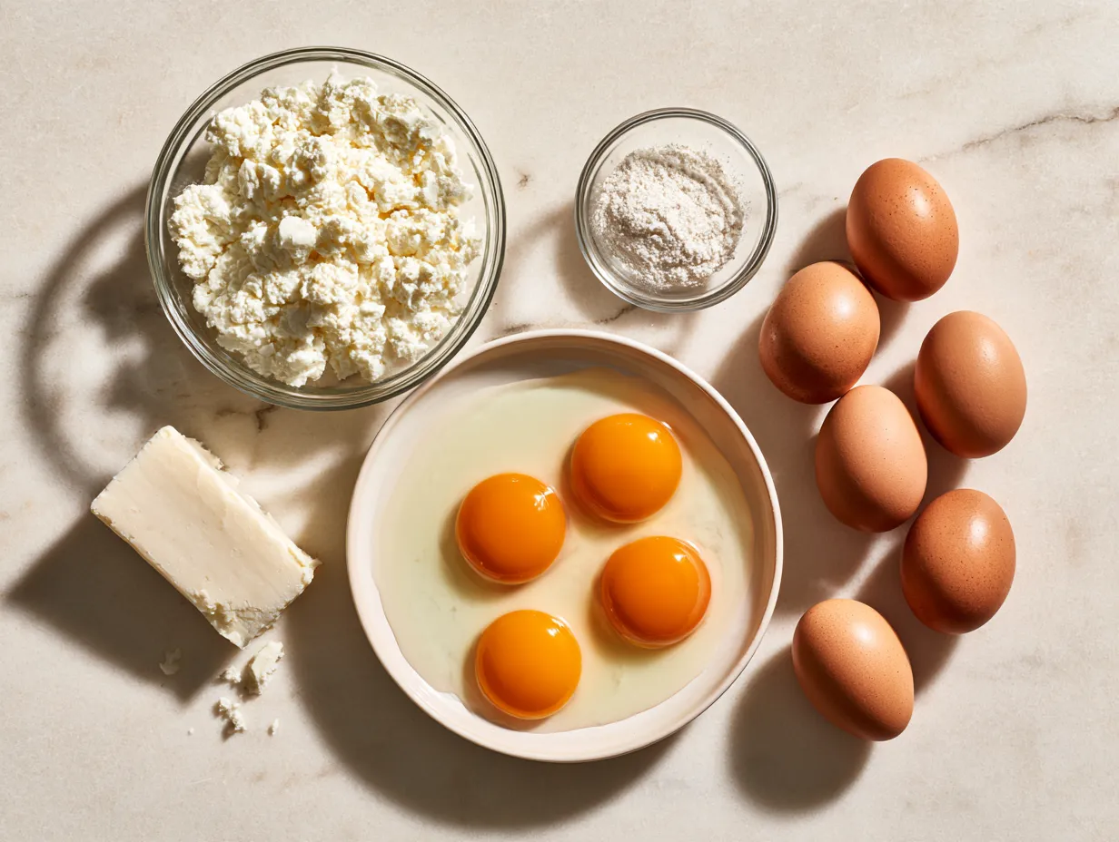 Ingredients for cottage cheese viral method scrambled eggs