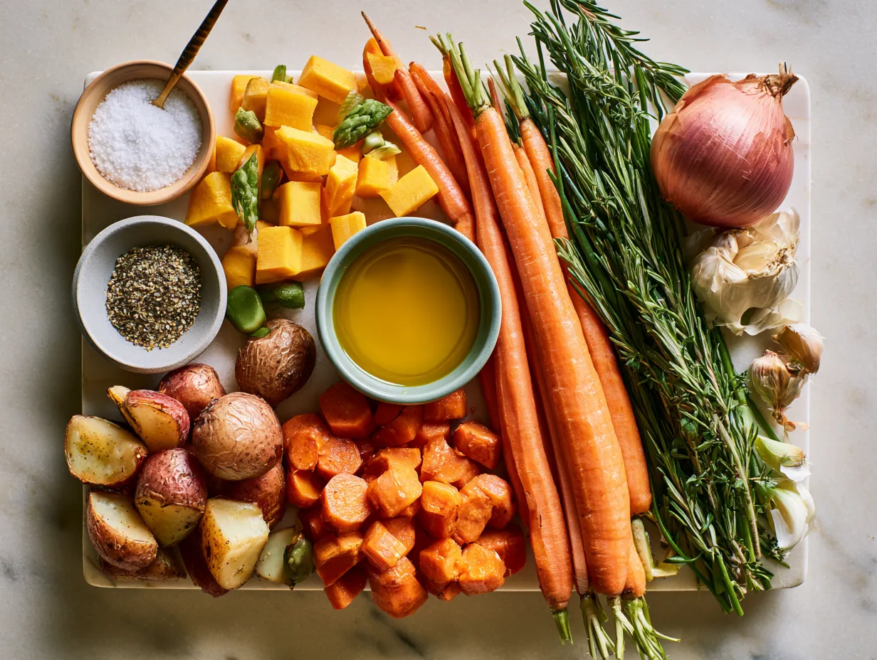 Ingredients for individual Thanksgiving dinner plates including turkey, stuffing, mashed potatoes, green beans, cranberry sauce, gravy, and dinner rolls