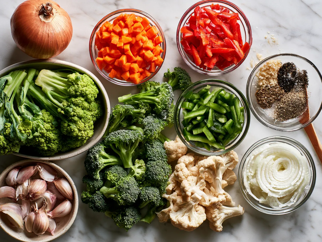 Ingredients for Keto Low-Carb Veggie Only Chicken Stir Fry