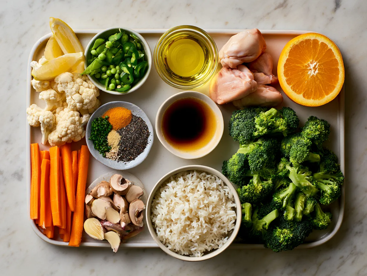 Ingredients for making Orange Chicken Style Stir Fry