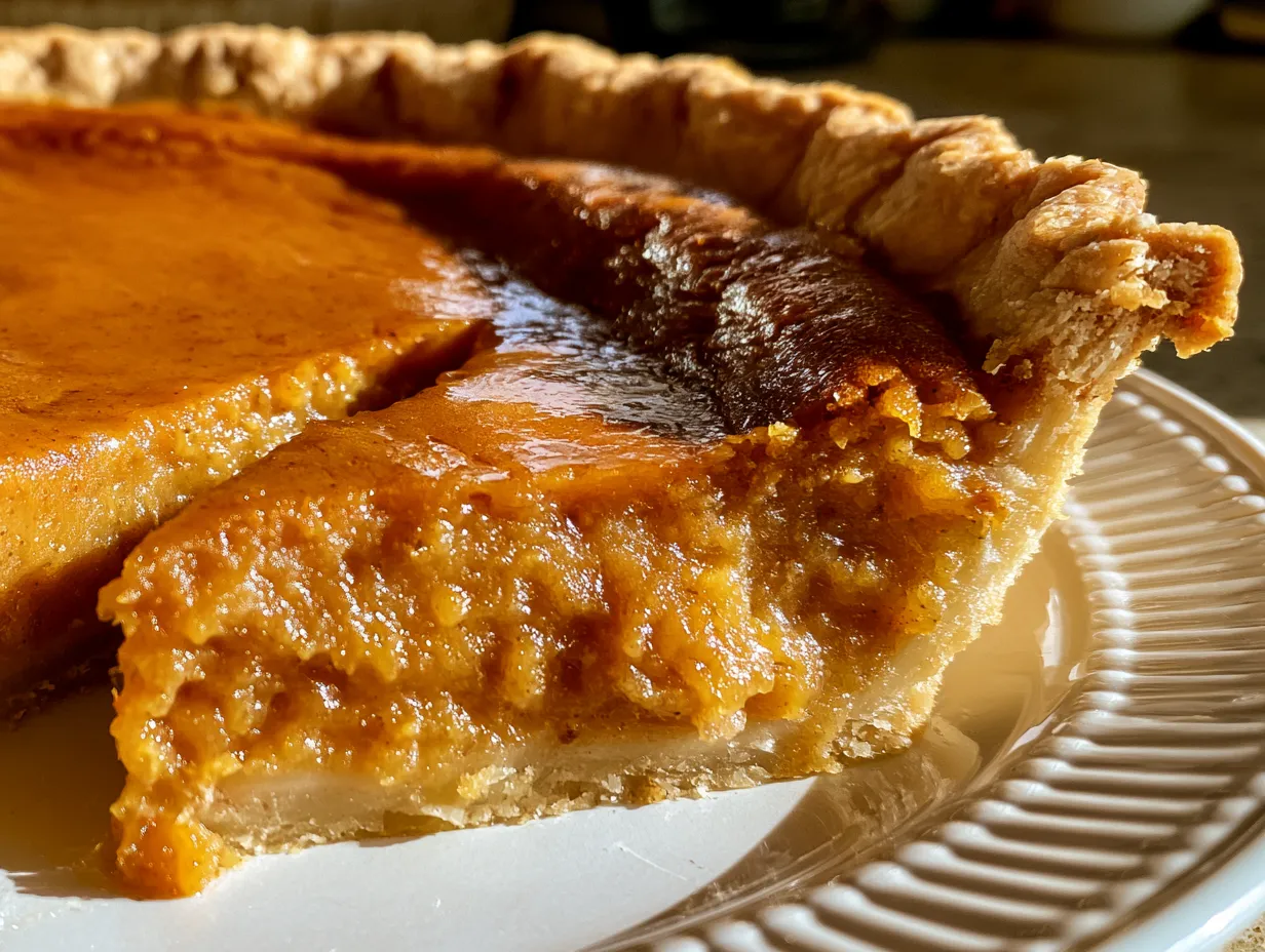 Pumpkin pie served with whipped cream on top