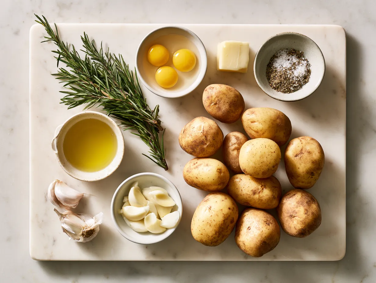 Ingredients for Slow Cooker Mashed Potatoes displayed on kitchen counter