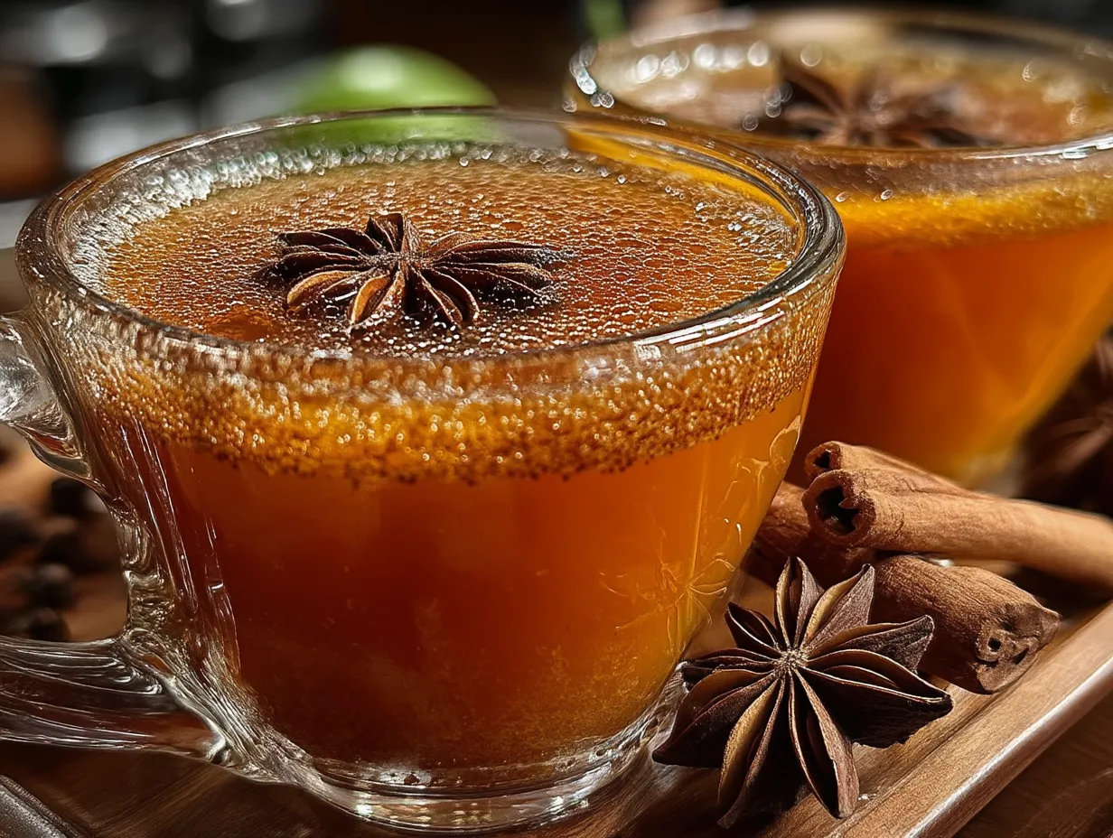 Warm Slow Cooker Spiced Hot Apple Cider served in mugs with cinnamon sticks