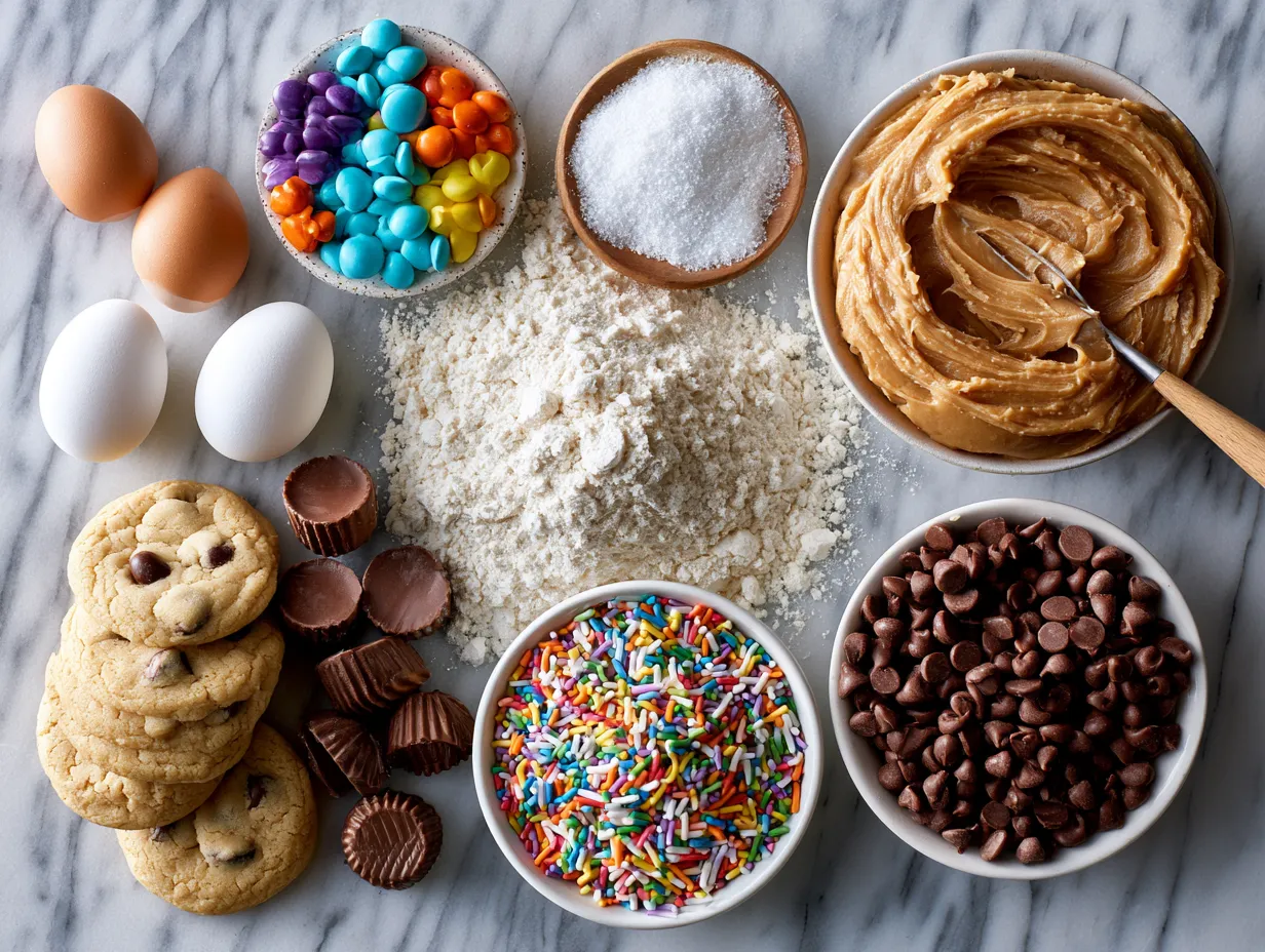 Ingredients for Spider Peanut Butter Blossom Halloween Cookies