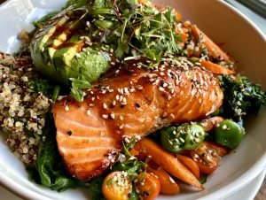 Teriyaki Salmon Quinoa Bowl